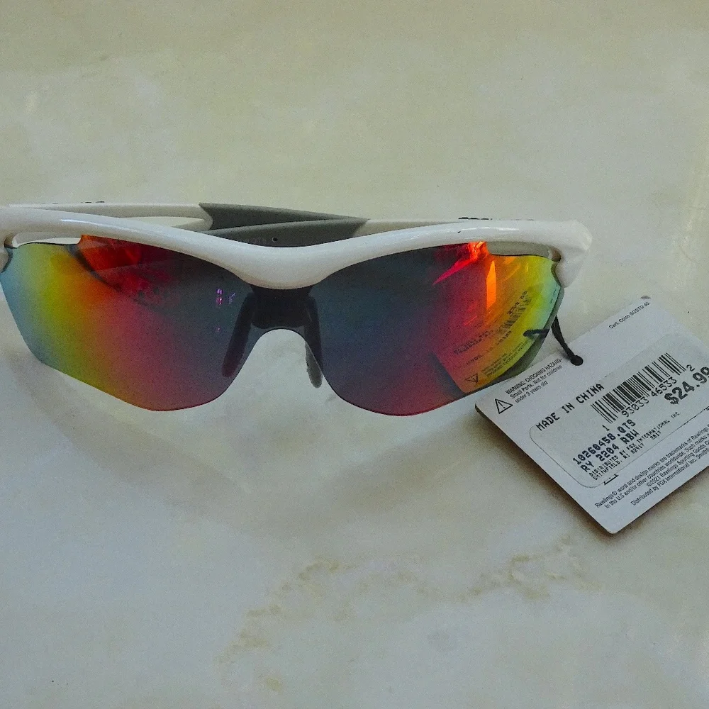 New Rawlings High Performance Youth Sunglasses White Half-Rim Rainbow Shield